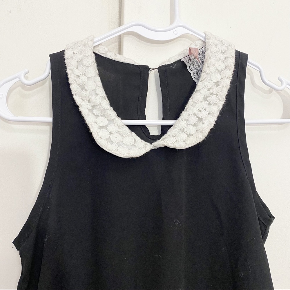 MAUVE lacy collar lace hem trapeze style sleeveless polyester top XS - Picture 2 of 6